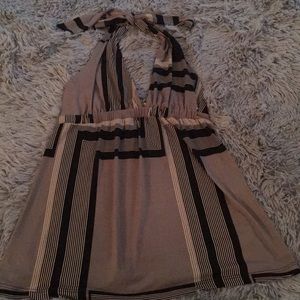 Halter top in grey with line prints size small